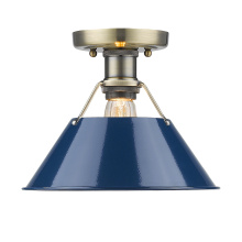 Golden 3306-FM AB-NVY - Yep by Golden Lighting Orwell 1-light Flush Mount in Aged Brass and Navy Blue shade